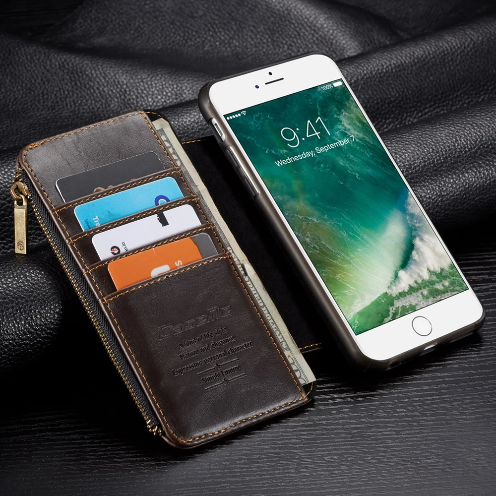 Чехол кошелек на молнии с застежкой молнией и отделением для карт iPhone 6s 6 Plus plus