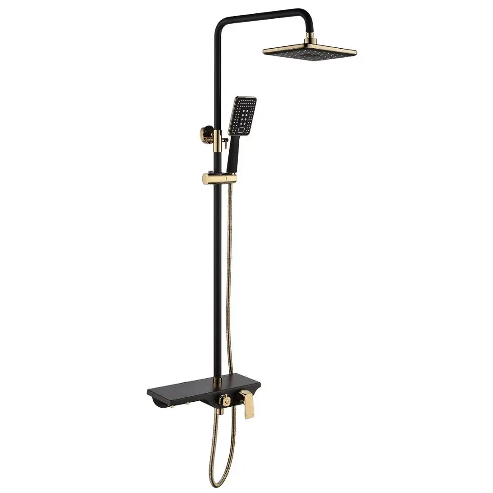 M161217-Cold Hot hm Черное золото Faucet Душевая система Смеситель для ванной комнаты Набор больших смесителей для душа - Цвет: M161217-Cold Hot