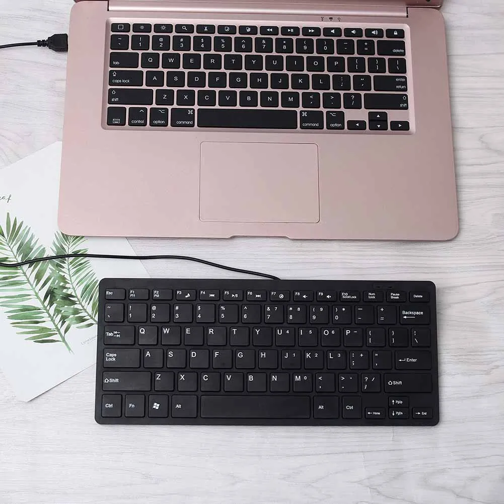 

Ultra Thin Quiet Small Wired Keyboard Mini Multimedia USB Keyboards for Laptop PC Computer QJY99