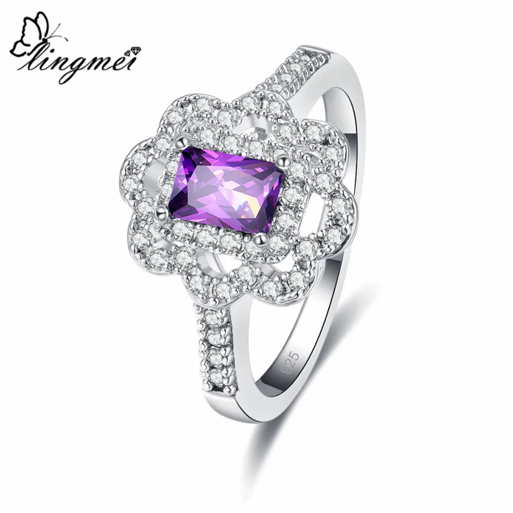 Женское модное классическое кольцо lingmei разных цветов с белым и фиолетовым
