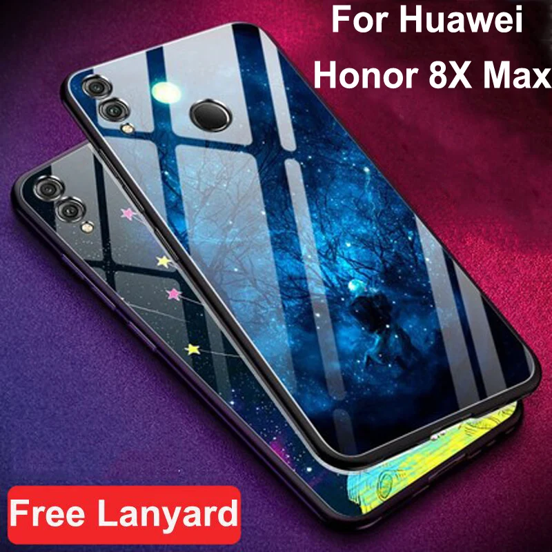 

Чехол для Huawei Honor 8X Max, чехол из закаленного стекла с мягкими краями для Huawei Honor 8 X Max, стеклянный чехол для honor8xmax, чехлы, оболочка