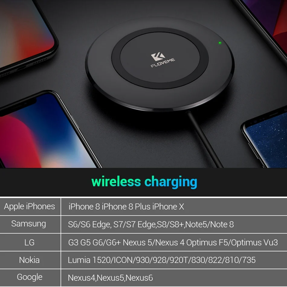 Беспроводное зарядное устройство FLOVEME Qi для iPhone XS XR X 8 Plus 5 Вт зарядные устройства
