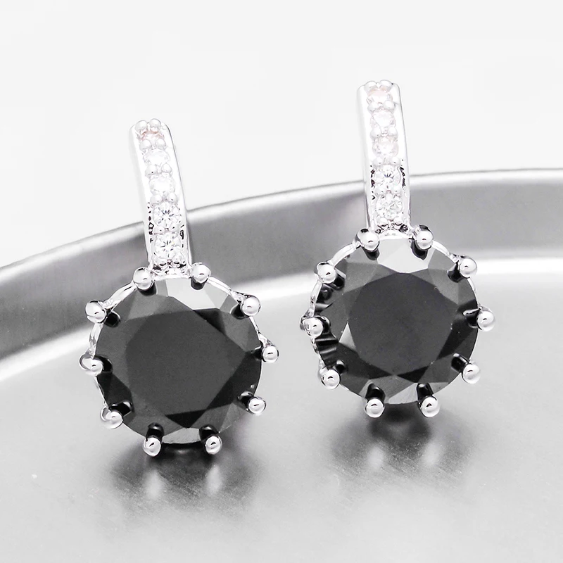 QCOOLJLY модные серьги из сплава серебра 9 цветов с геометрическими кристаллами, простые ювелирные изделия, Круглые серьги с фианитами для женщин