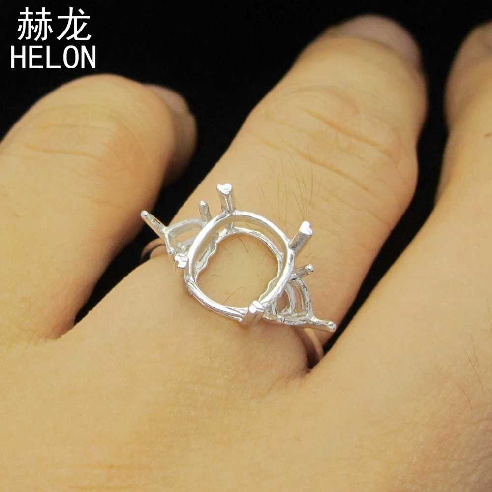 Oval Shape 8mmX10mm &amp Heart cut 5mm Semi Mount Ring Setting FREE SHIPPING Three Stone Sterling Silver 925 Engagement | Украшения и
