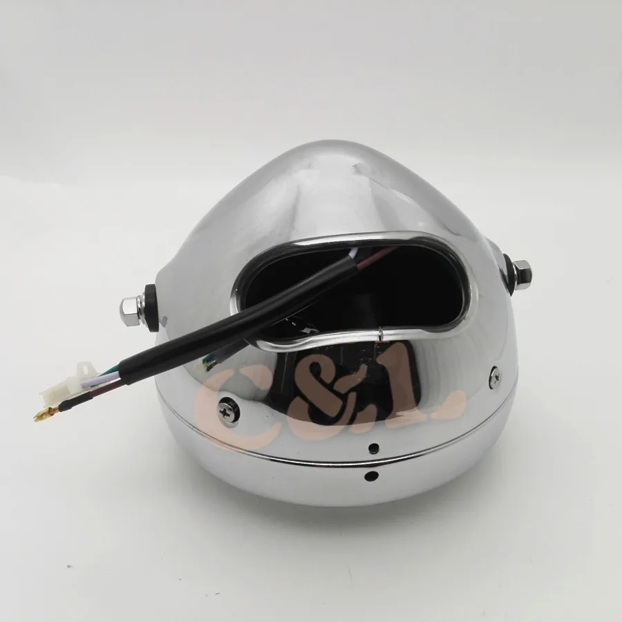 Мотоциклетная хромированная металлическая передняя фара с прозрачными линзами