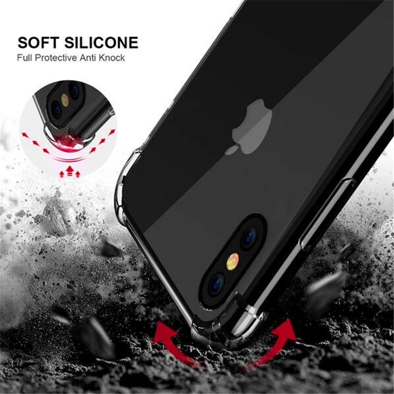 Чехол для Iphone X IphoneX прозрачный противоударный силиконовый чехол бампер из ТПУ Apple