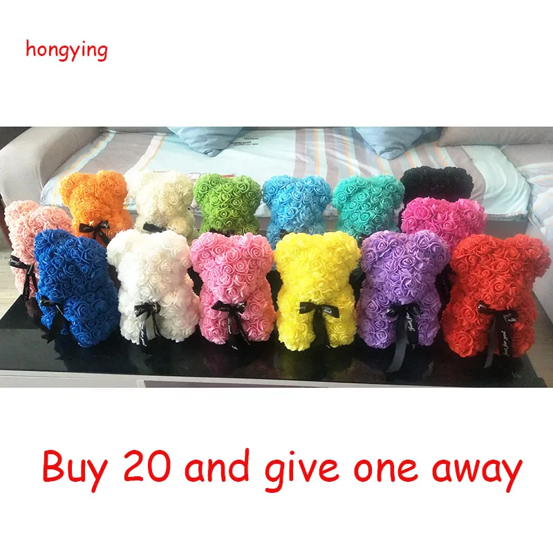 

25 cm high roses bear Valentine's Day teddy bears 14 colors Holiday High-grade DIY gifts Christmas gift wedding decoration