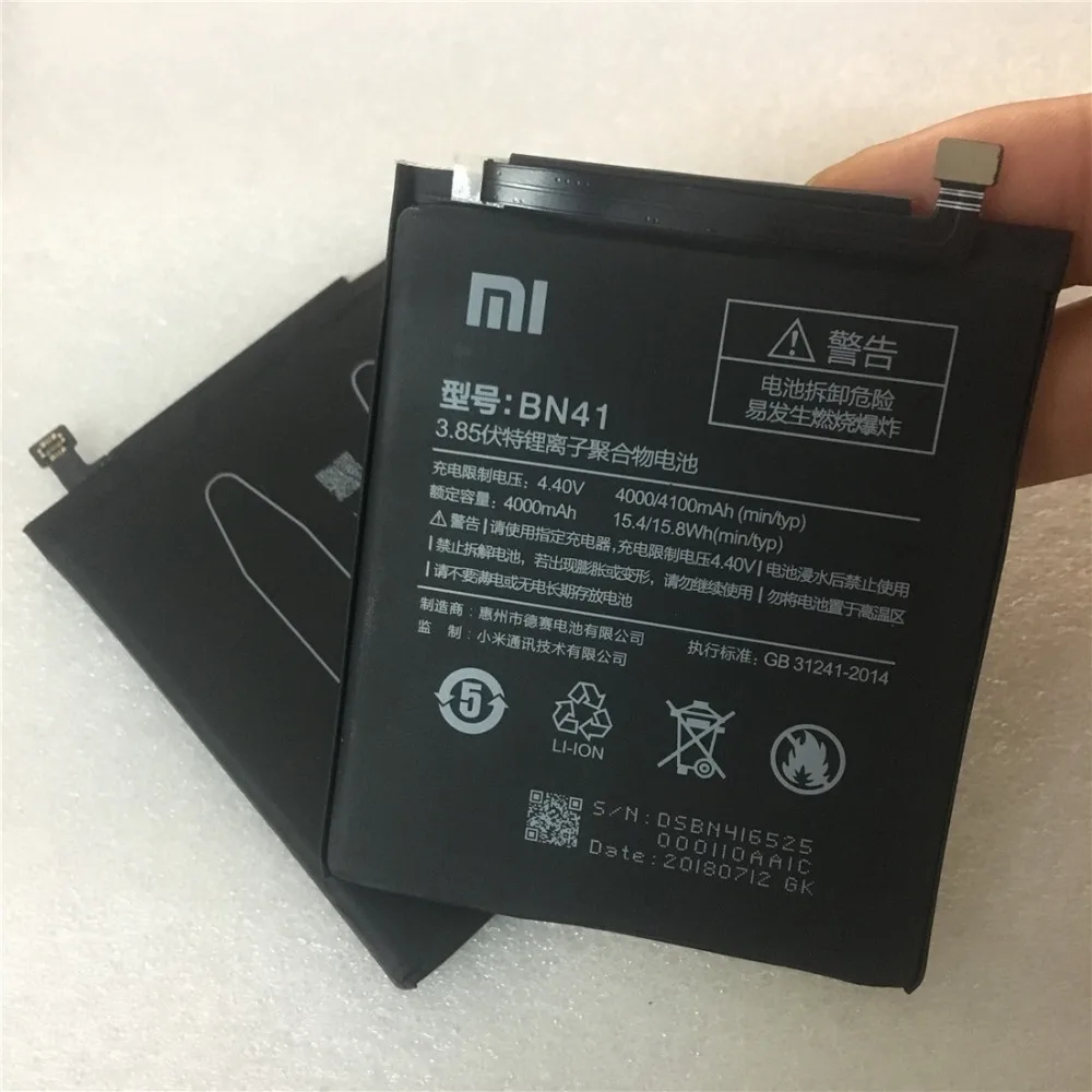 Xiaomi 2018 новый оригинальный аккумулятор 4100 мАч BN41 для Redmi Note 4 MTK Helio X20/Note 4X Pro X20