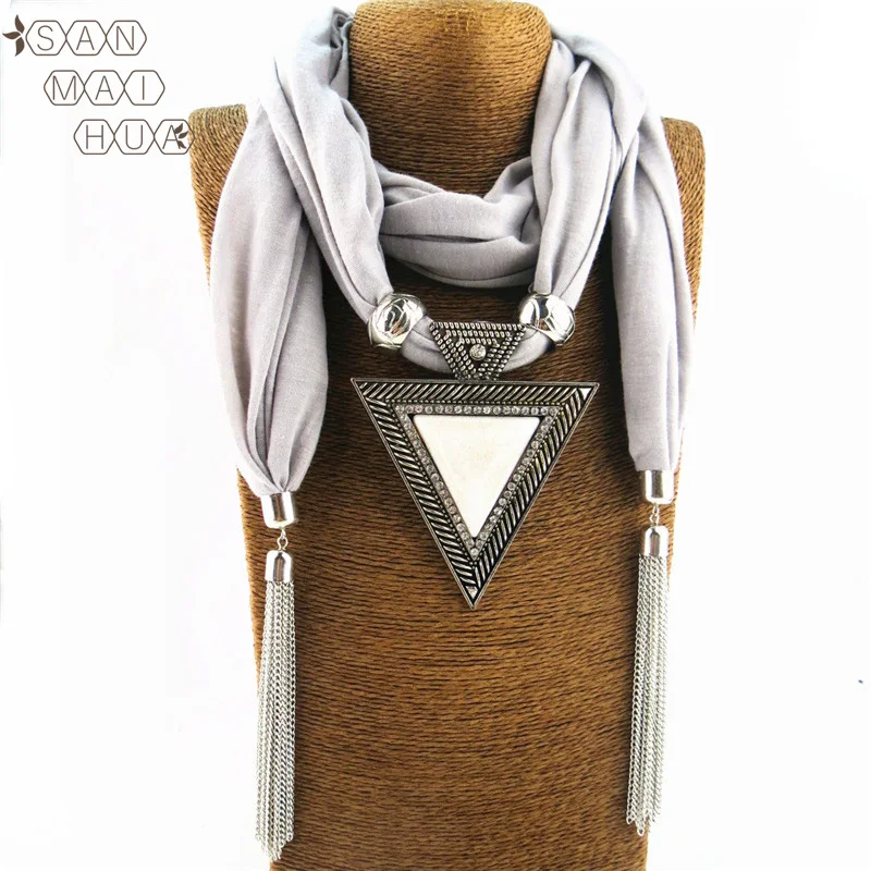 2019 Новый Для женщин Сплошной Цепочки и ожерелья зима теплая Jewelry Кулон шарф