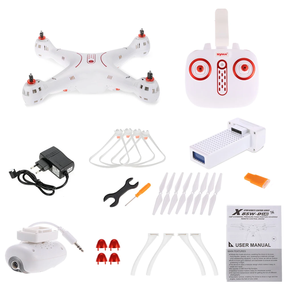 Syma X8SW-D 720P дрон с регулируемой камерой профессиональный квадрокоптер Wifi FPV селфи