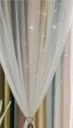 Yellow Curtain Занавеска для спальни, 2 слоя, выдалбливают звезды, Затемненные занавески, драпировка для гостиной, домашний декор, обработка окон, Кортина, панель - Цвет: Yellow Curtain