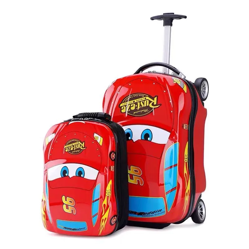 Red set 3D автомобильный Детский чемодан, Дорожный чемодан, детский Дорожный чемодан на колесиках для мальчиков, чемодан для детей, чемодан на колесиках - Цвет: Red set