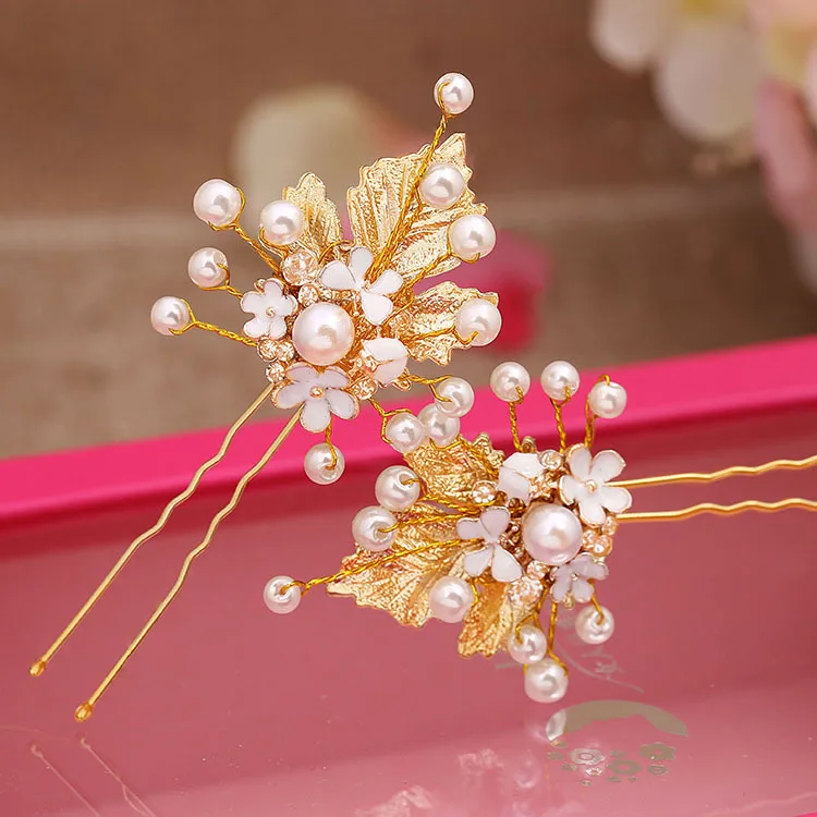 HIMSTORY 6 шт. ручной работы искусственный жемчуг цветок и листья свадебные заколки