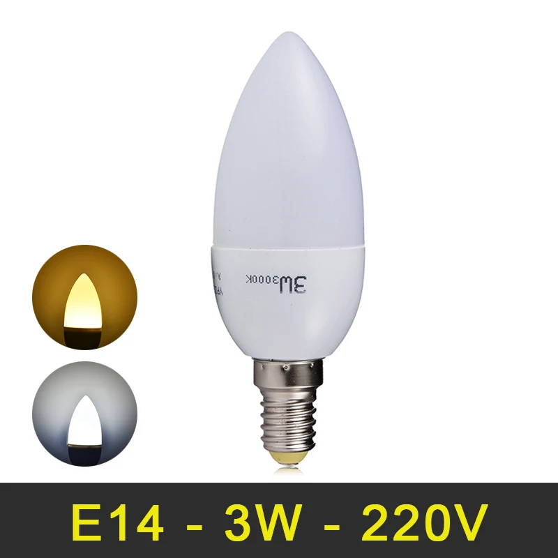 Светодиодная свеча SMD2835 люстра E14 лампа 220В 240В 3 Вт энергосберегающая для гостиной