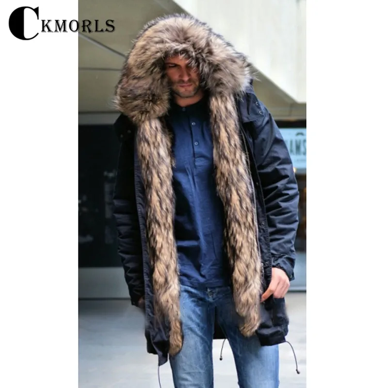 CKMORLS новая парка из натурального меха для мужчин зимняя куртка с воротником енота