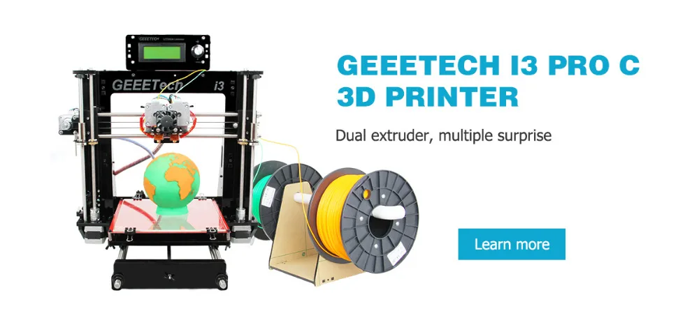 Geeetech I3 Pro C 3d принтер Impressora двойной экструдер LCD2004 GT2560 плата управления 200x200x180 мм Корабль из Германии