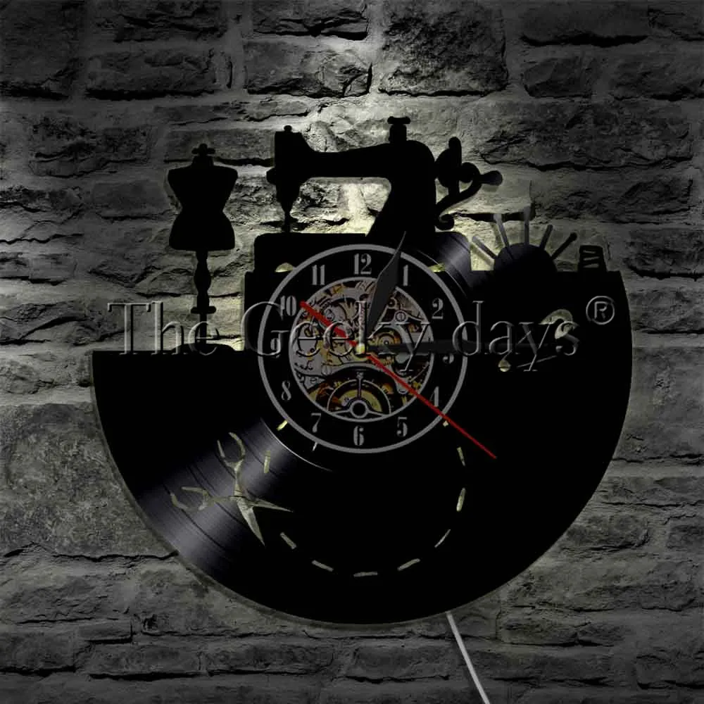 Швейная машина настенные часы с пилой виниловая пластина бесшовные портные