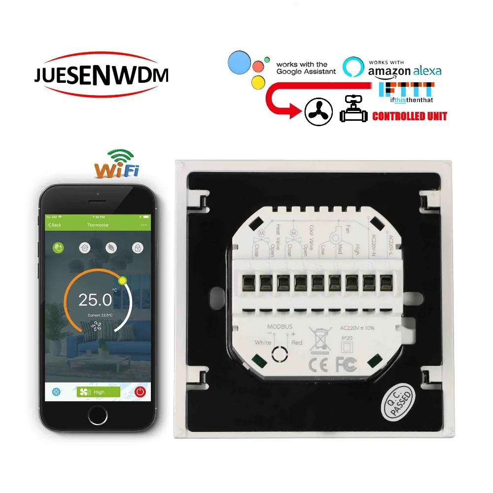 TUYA 24VAC 95 240VAQC катушка вентилятора wifi термостатан контроль с вентилятором катушки