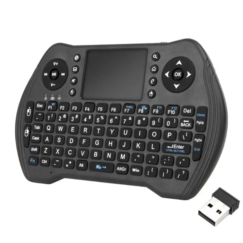 ALLOYSEED английский мини 2,4 ГГц светодиодный беспроводной клавиатура с подсветкой Air mouse пульт дистанционного управления с тачпадом для Smart tv Android tv Box