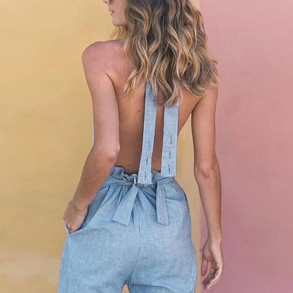 Комбинезон женский летний с широкими штанинами ромпер карго прямой Свободный