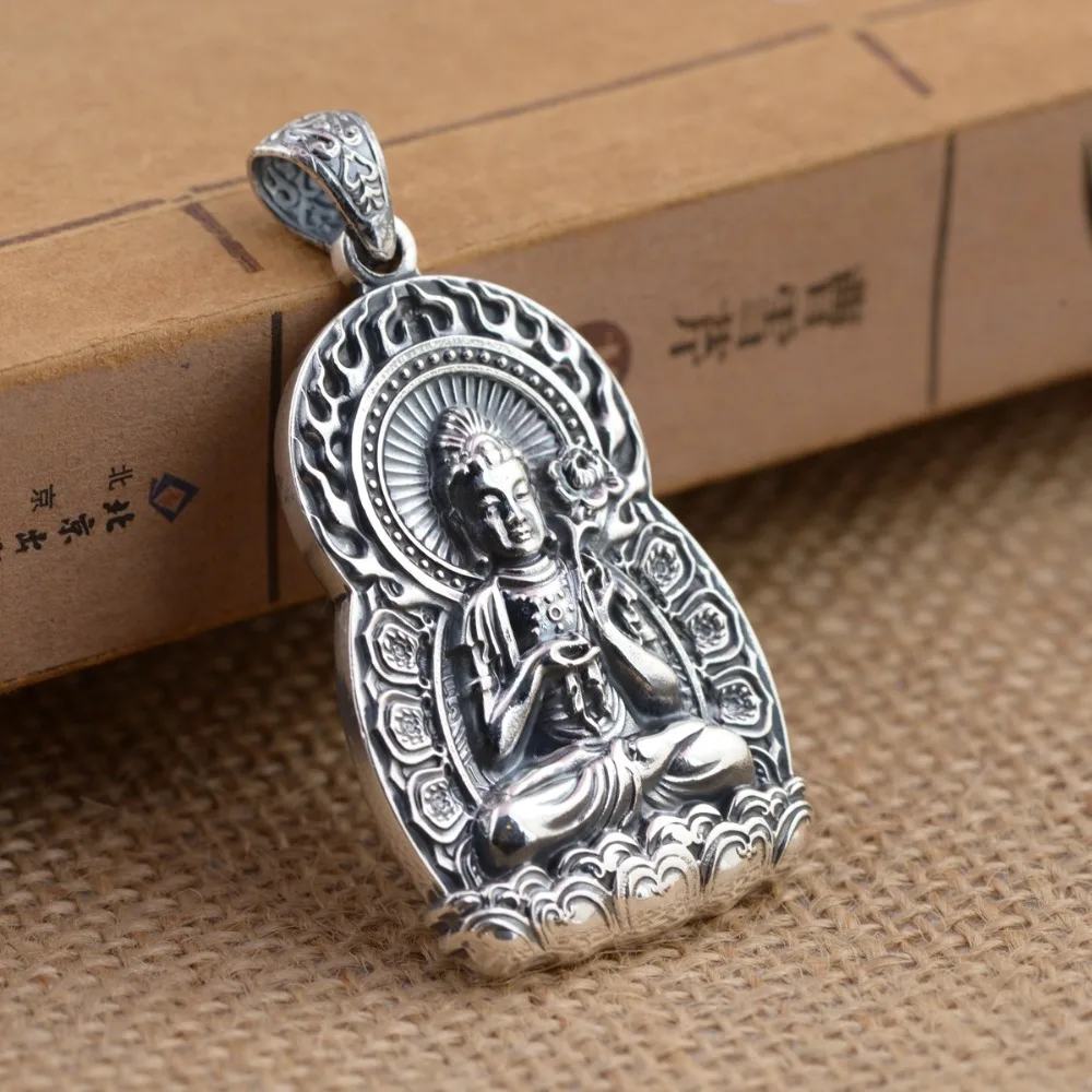 Настоящее Серебро S990, тайское серебро, Ретро Ремесло 12, Зодиак, Будда, восемь покровителей, святая серебряная подвеска