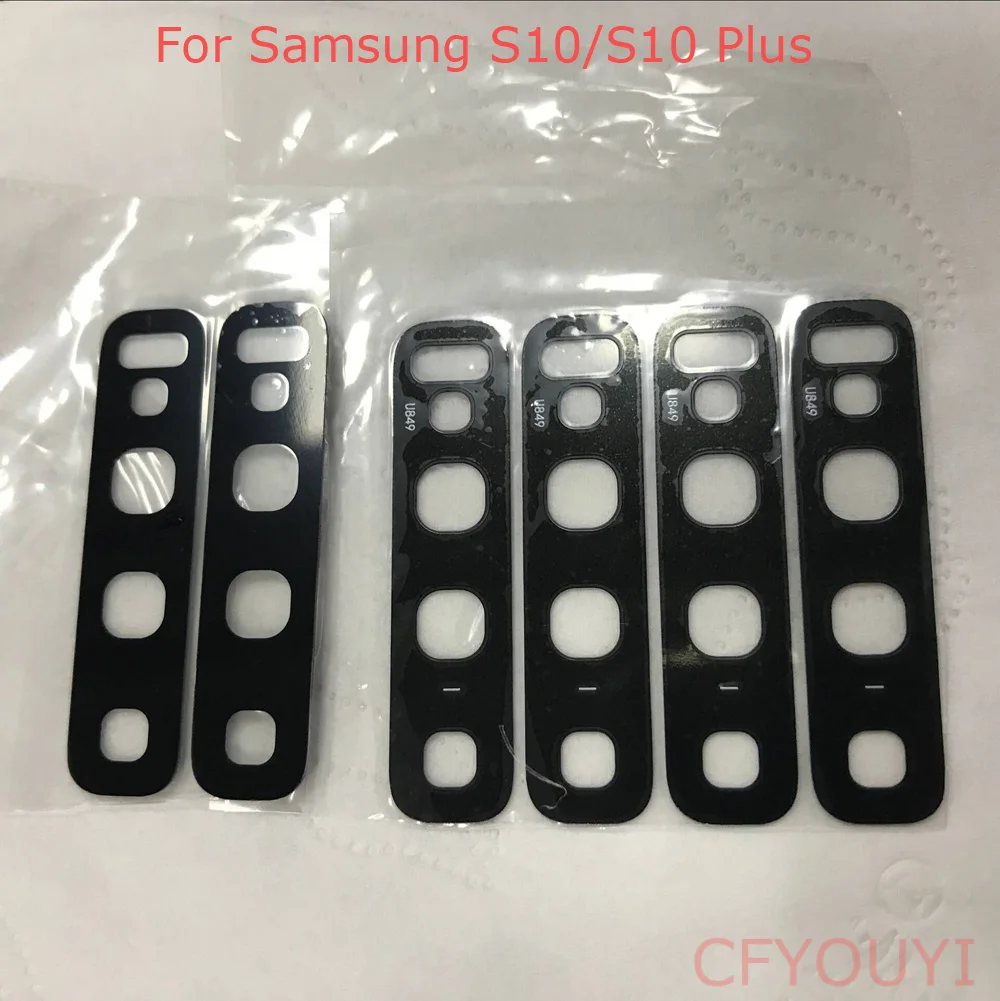 10 ~ 100 шт./лот для Samsung Galaxy S10 Задняя крышка объектива камеры стеклянная с клейкой