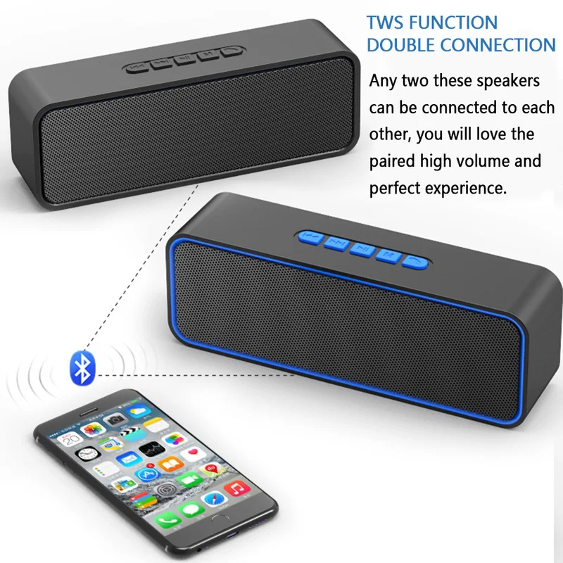 TWS Bluetooth Колонка V5.0 bluetooth колонка звуковая панель сабвуфер стерео поддержка TF