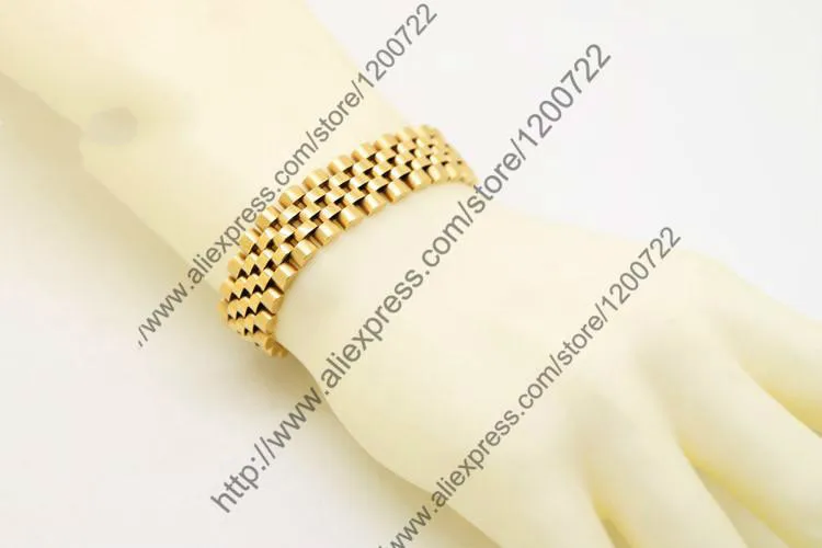 24K Gold Color Hiphop Watchband President Strap Crown Adjustable Bracelet Stainless Steel Large Solid Heavy Bangle | Украшения и