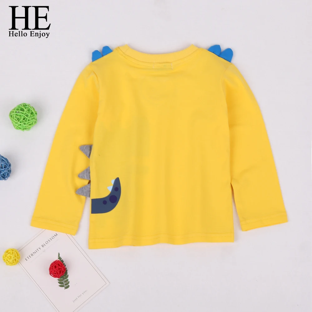 HE Hello Enjoy/Весенняя детская футболка одежда для маленьких мальчиков хлопковые