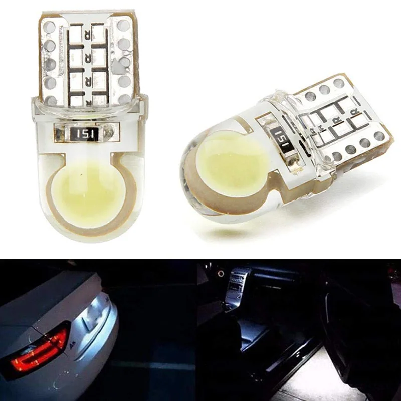 T10 светодиодный W5W 168 194 COB светодиодный лампы для фар светильник кремнезема 12V Авто упаковочные поворот стороны номерного знака светильник лампы белого цвета