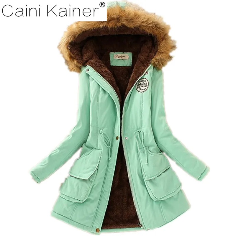 Большие размеры зимние Для женщин S парка Повседневная Верхняя одежда Военная