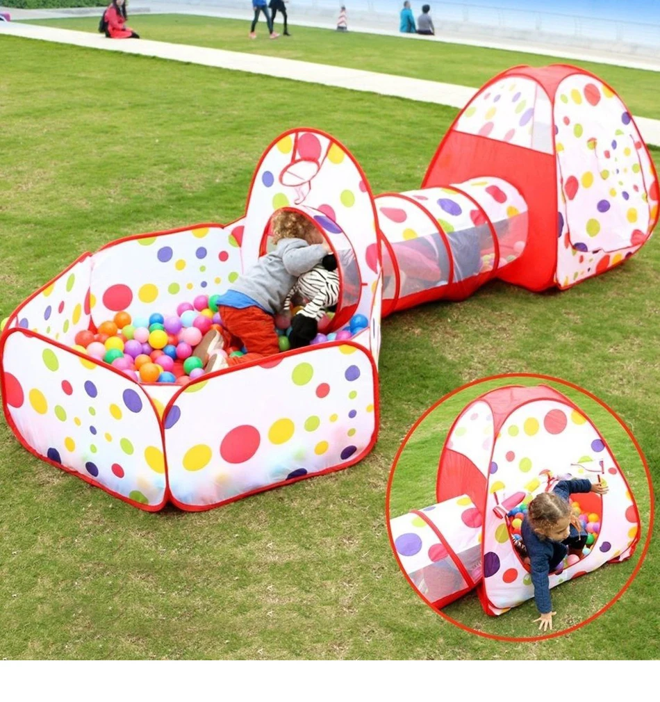 3-в-1 Портативный детская палатка Типи сухого бассейна Pop Up вигвам с туннельная палатка для детей на открытом воздухе большое пространство детская Палатка Домик