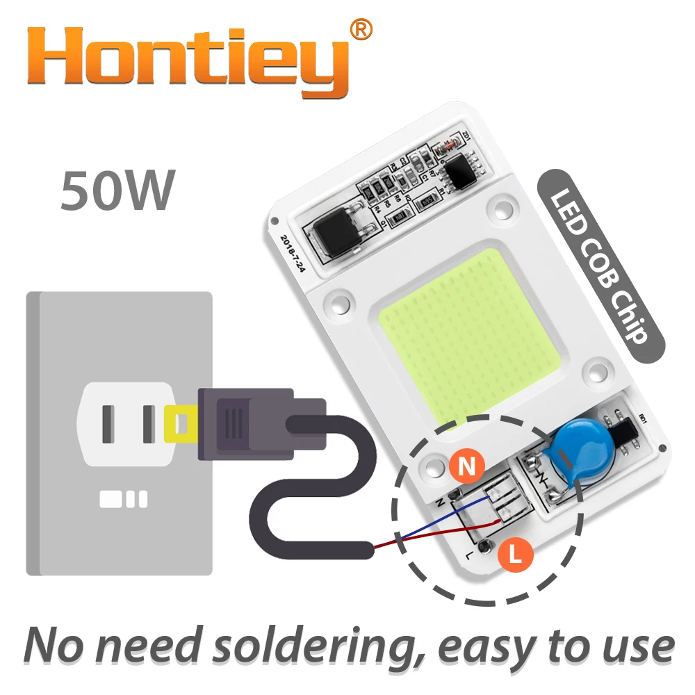 Светодиодная лампа Hontiey 50 Вт COB Smart IC AC 220 В драйвер белый теплый холодный полный