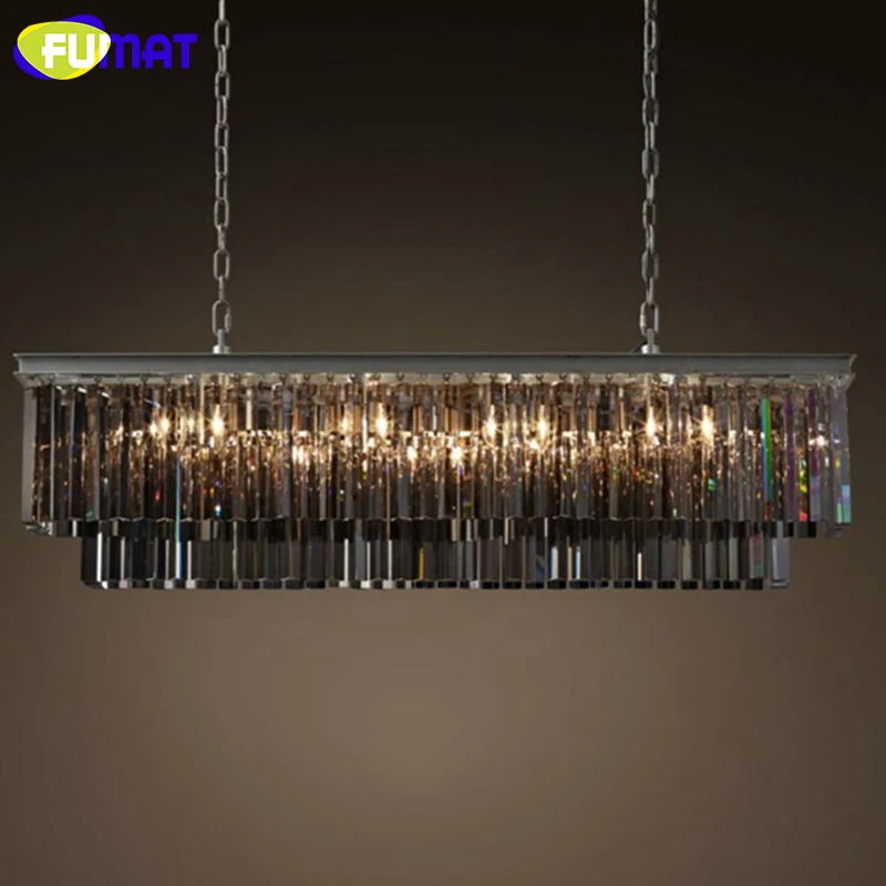 

FUMAT Modern Crystal Pendant Lights K9 Crystal Lustre Rectangular led light Indoor Lights for Living Room Restaurant Bedroom Bar
