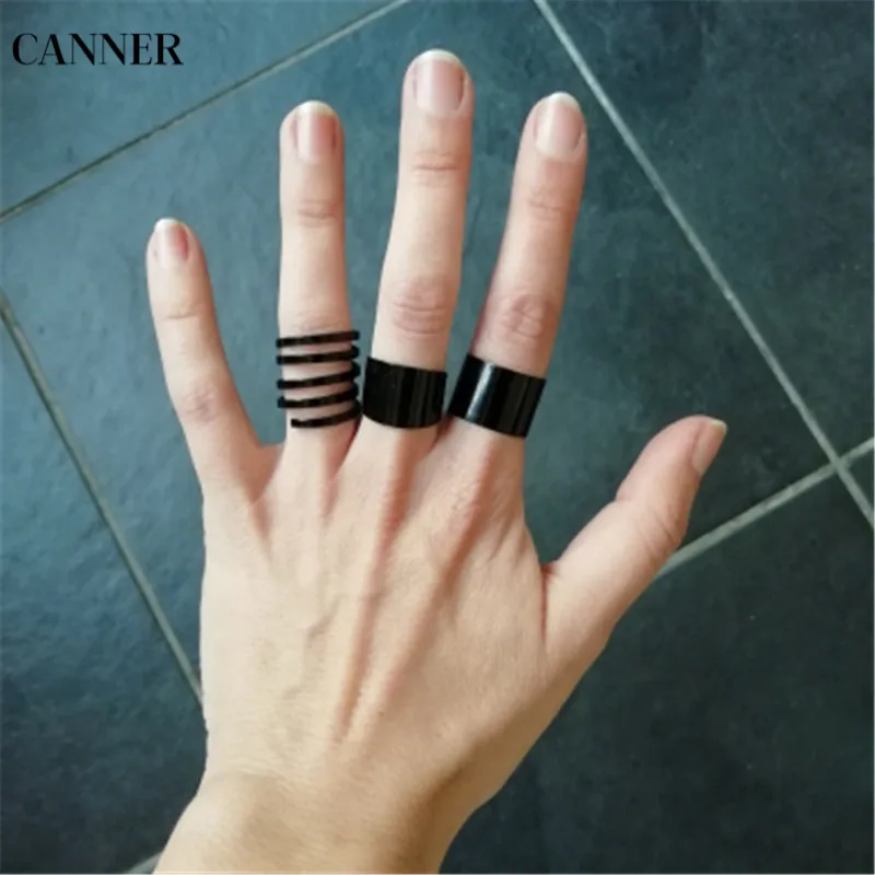 Женский набор колец Canner 3 шт./компл. черные простые кольца в стиле панк рок