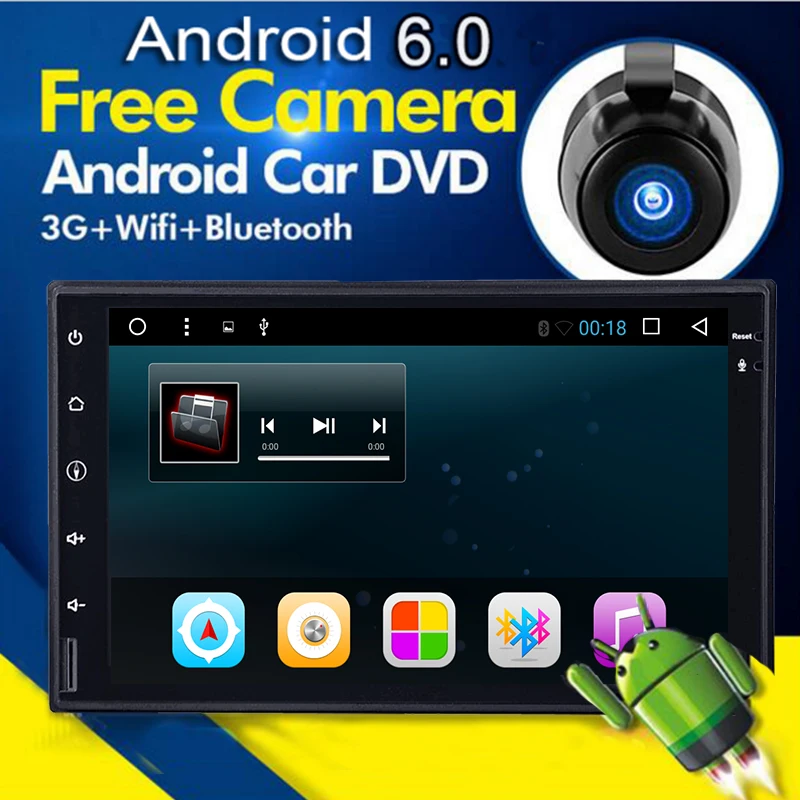 Универсальный 2 dinQuad Core Andr 6 0 Автомобильный dvd плеер GPS + Wifi Bluetooth радио 1 ГБ