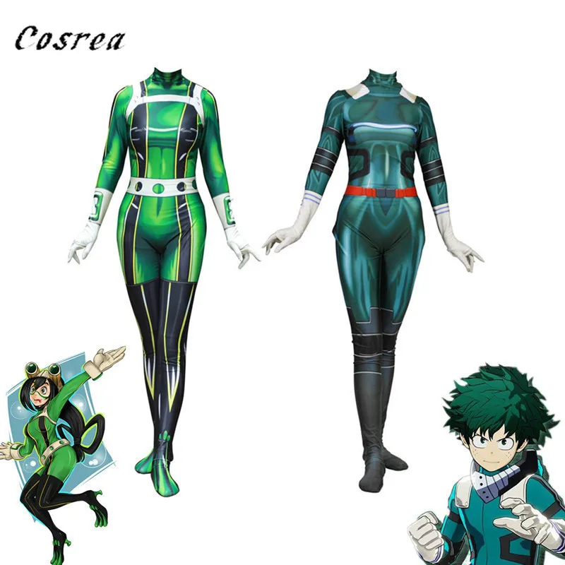 Аниме My Hero academic Midoriya Izuko костюмы для косплея Asui Tsuyu Zentai боди костюм комбинезоны