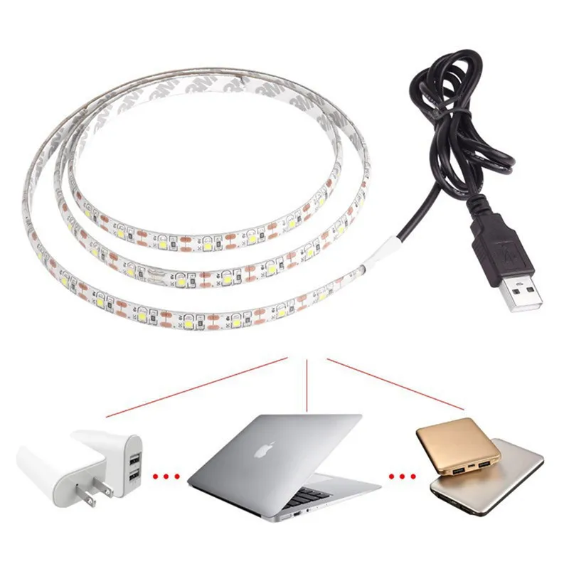 Светодиодная лента USB 5 В 5050 светодиодов теплая с Usb-кабелем 50 см/1 м/2 м 60 на метр |