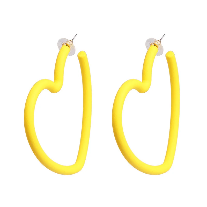 yellow 8 цветов, Новое поступление, серьги-кольца в форме звезды, акриловая живопись, большие круглые гипербола, модные серьги для женщин - Окраска металла: yellow