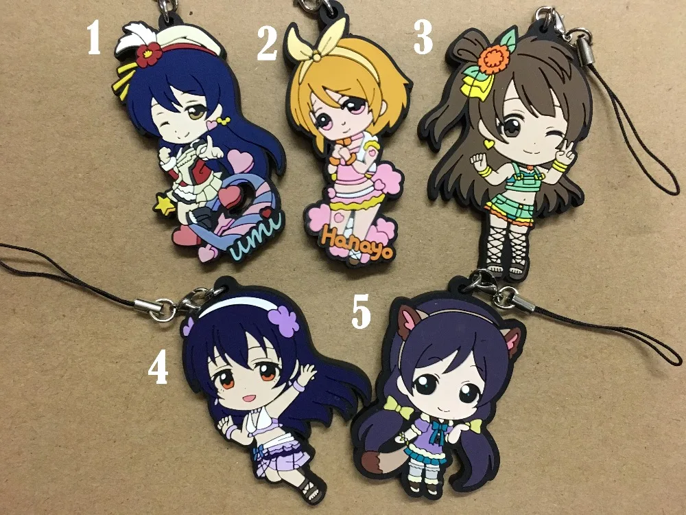 H005 Love Live аниме брелок с резиновым ремешком подвески для телефона|Брелоки| |