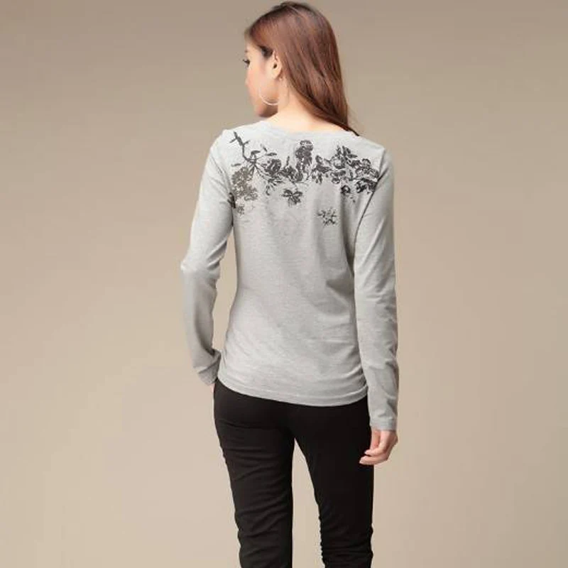 Женская блузка shintimes хлопковая рубашка с принтом длинным рукавом Camisetas Mujer