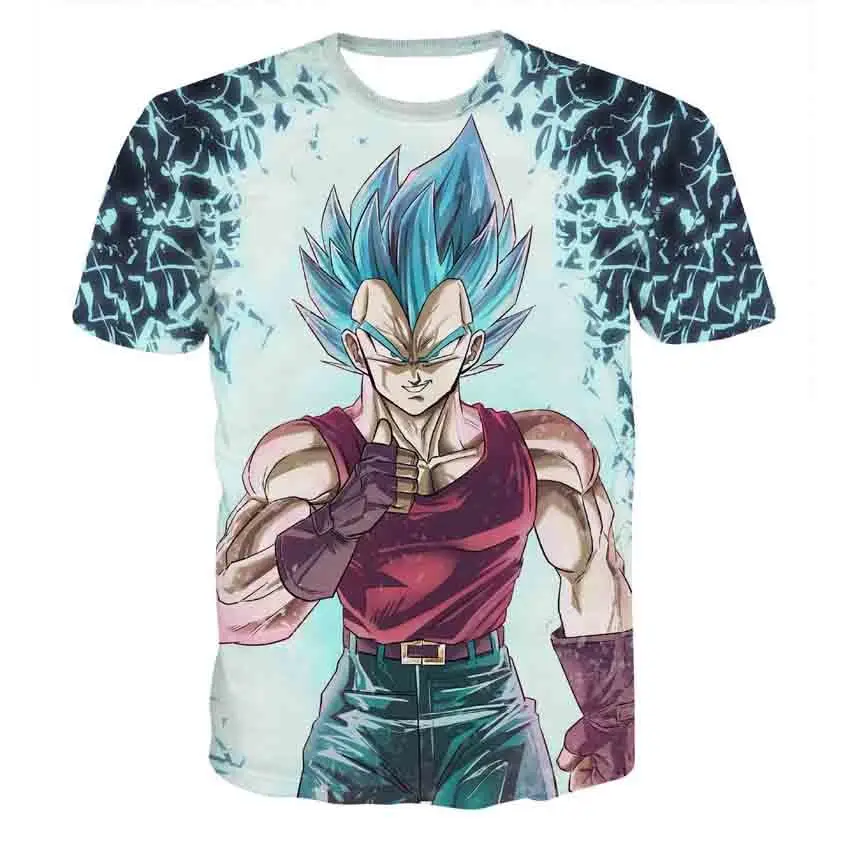 Dragon Ball Z Футболки мужские летние 3D печать Супер Saiyan Сон Гоку черный zamasu Вегета