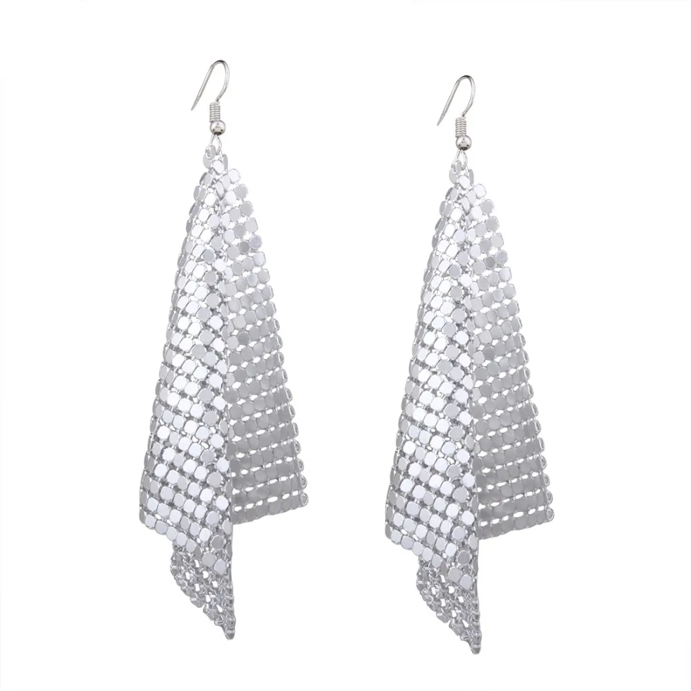 Модные металлические серьги в стиле панк блестящие капельки из алюминиевого