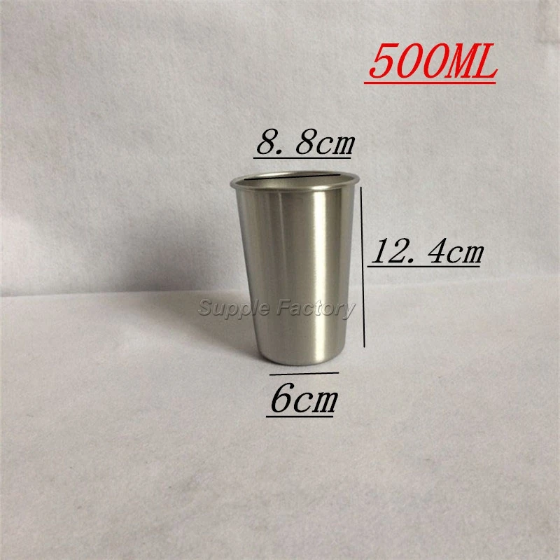 100pcs/lot 500ML Stainless Steel Cups 16oz Tumbler Pint Glasses Metal Hand Beer Cup Drinking Accessories | Дом и сад