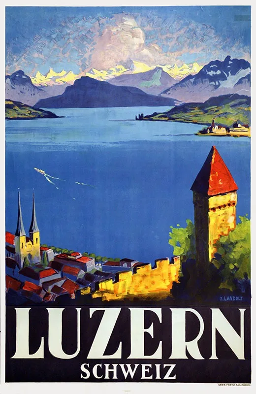 Швейцария Люцерна туризм постеры город классические настенные наклейки холст
