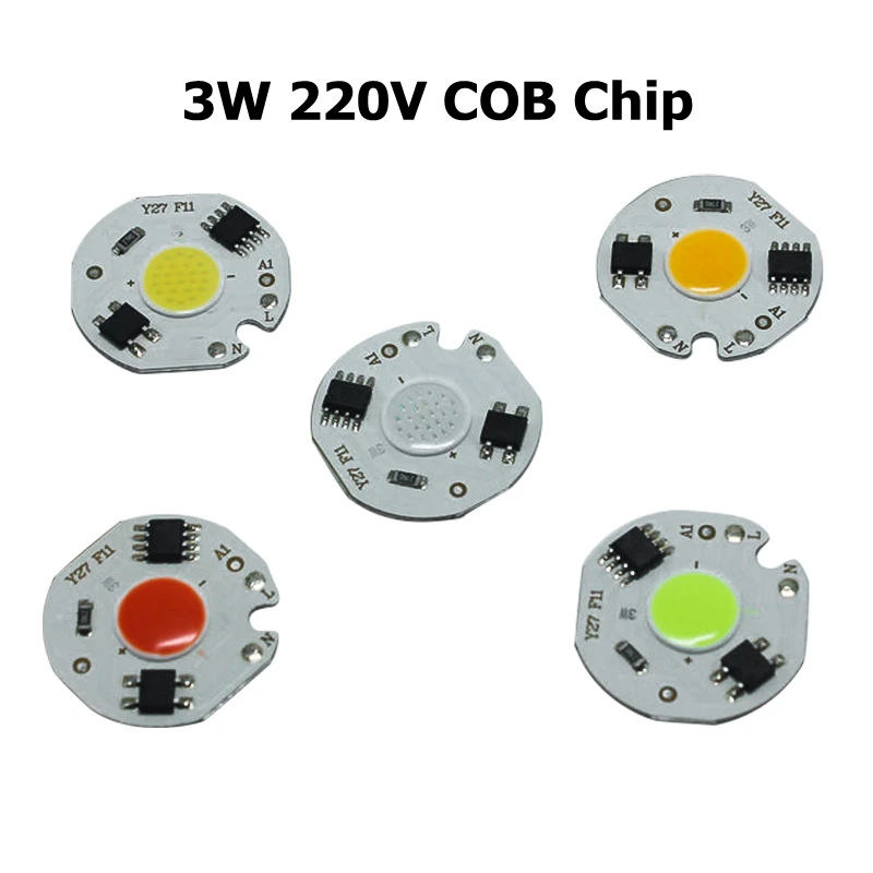 10pcs 3W 220V LED Lamp Chip 3 watt AC220v Cold White Warm White COB Led Light Smart IC Driver For DIY LED Spotlight Floodlight