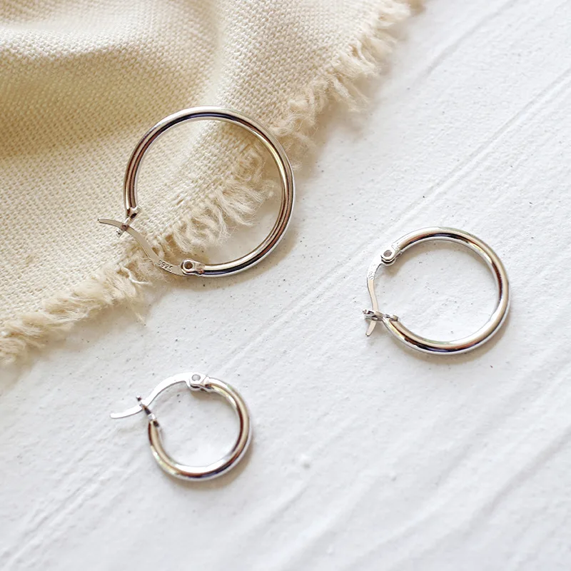 

Hot Sale 925 Sterling Silver New Fashion Circle Hoop Earrings for Women Fine Jewel Simple Hollow Silver Hanging Earrings Set