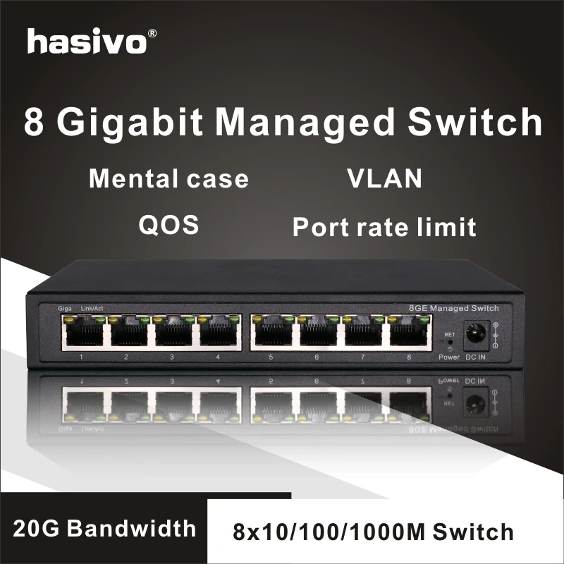 Управляемый коммутатор Gigabit с 8 портами управляемый Ethernet 10/100/1000M VLAN | Компьютеры и