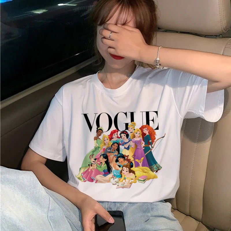 Vogue Harajuku Ullzang Футболка женская забавная мультяшная принцесса футболка 90s графическая Эстетическая Футболка Модные кавайные футболки женские