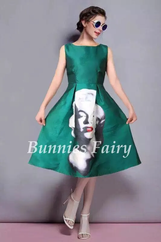 BunniesFairy лето осень Новое Женское цветочное Цветочное платье с высокой талией ТРАПЕЦИЕВИДНОЕ ПЛАТЬЕ-жилет миди